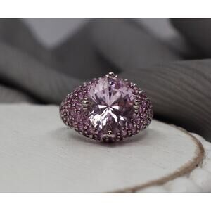 MEDA Sterling Silver 925 Pink Cz Ring 5.92G / Sz 7